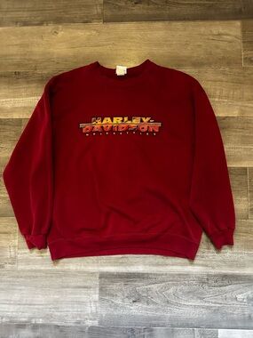 Vintage Harley-Davidson Burgundy Crewneck Sweatshirt with Logo